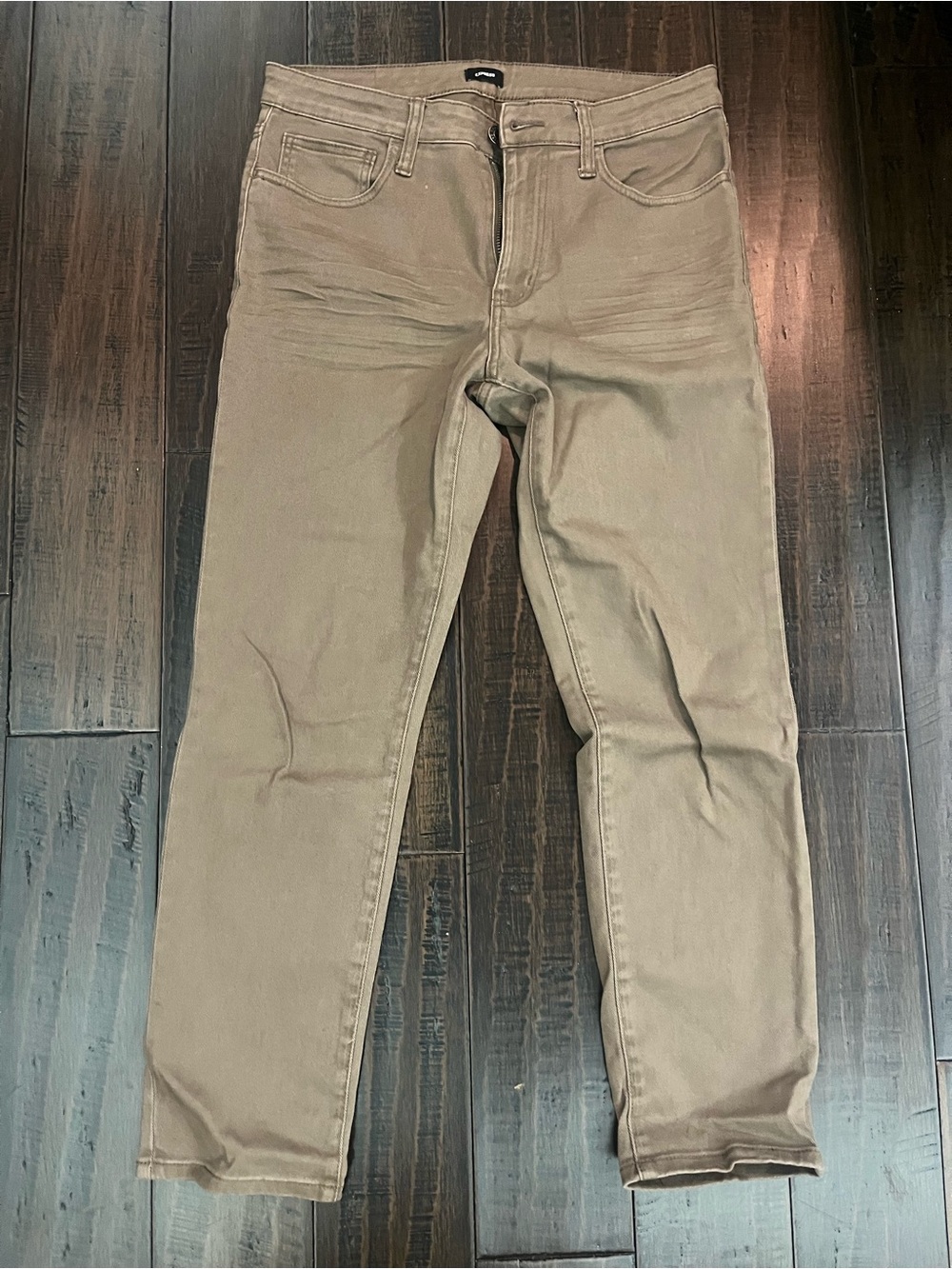 Express Men's Slim Straight Jeans in Khaki Brown